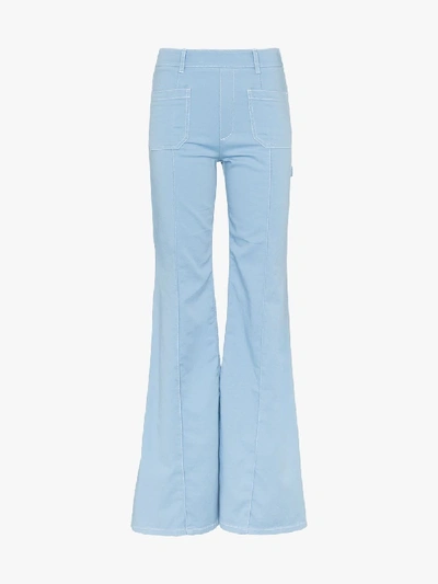 Shop Chloé Pocket Detail Wide Flared Jeans In 40k Shade Blue