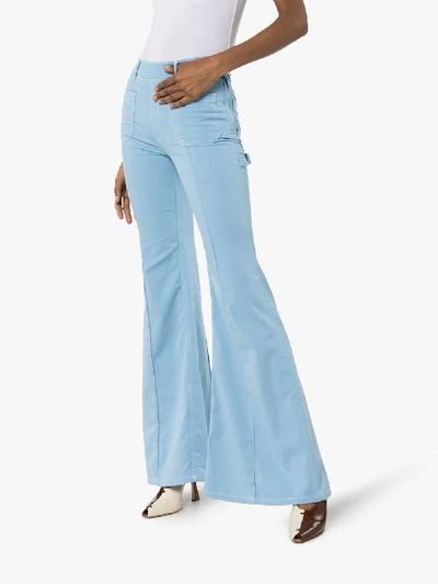 Shop Chloé Pocket Detail Wide Flared Jeans In 40k Shade Blue