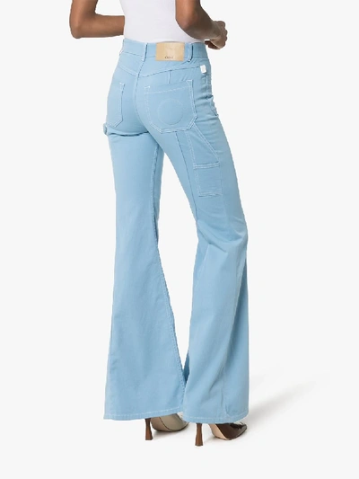 Shop Chloé Pocket Detail Wide Flared Jeans In 40k Shade Blue