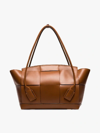 Shop Bottega Veneta Brown Arc 56 Leather Tote Bag