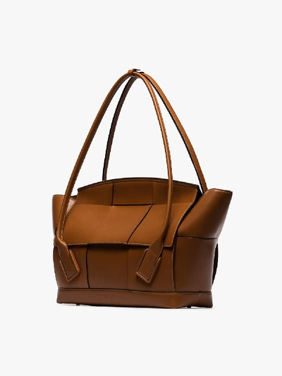 Shop Bottega Veneta Brown Arc 56 Leather Tote Bag