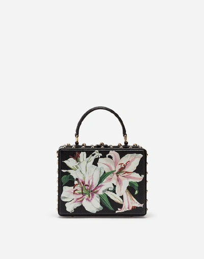 Shop Dolce & Gabbana Dolce Box Bag In Lily-print Dauphine Calfskin With Embroidery In Floral Print