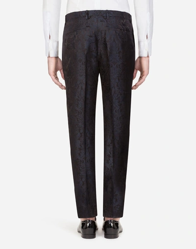 Shop Dolce & Gabbana Silk Jacquard Pants In Black