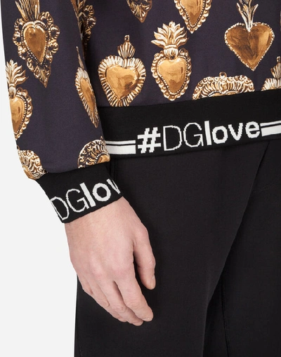 Shop Dolce & Gabbana Cotton Sweatshirt With Sacred Heart Print In Black