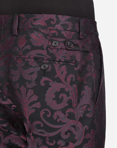 Shop Dolce & Gabbana Jacquard Pants In Burgundy