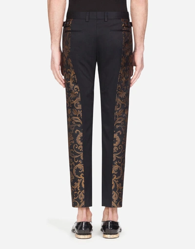 Shop Dolce & Gabbana Stretch Cotton Pants With Bands In Blue
