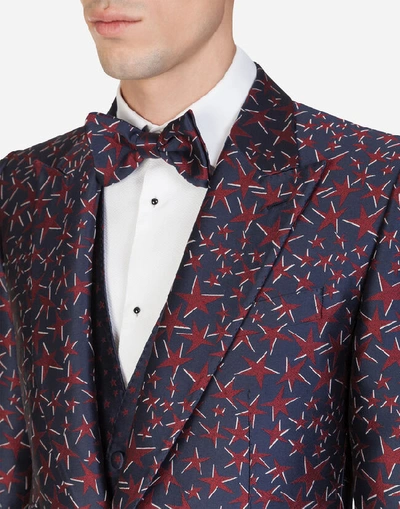 Shop Dolce & Gabbana Sicilia Suit With Star-design Jacquard In Blue