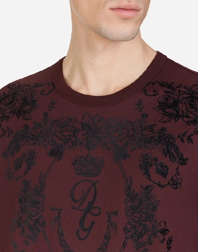Shop Dolce & Gabbana Cotton T-shirt With Flocked Print In White