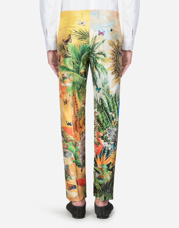Dolce & Gabbana Silk Pants With Tropical King Print In Multi-colored ...