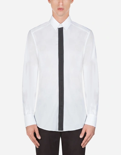 Shop Dolce & Gabbana Cotton Gold-fit Shirt With Branded Placket In White