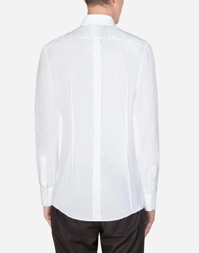 Shop Dolce & Gabbana Cotton Gold-fit Shirt With Branded Placket In White