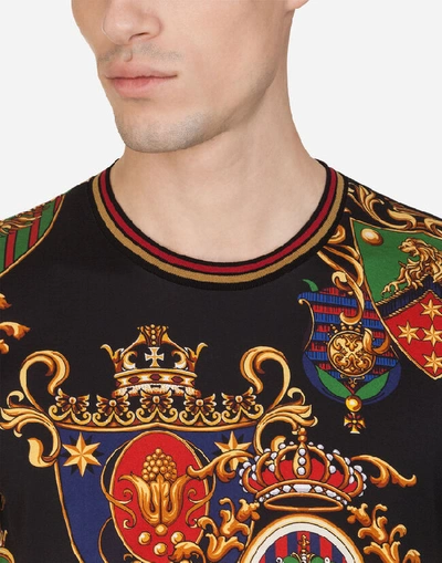 Shop Dolce & Gabbana Cotton T-shirt With Emblem Print In Black