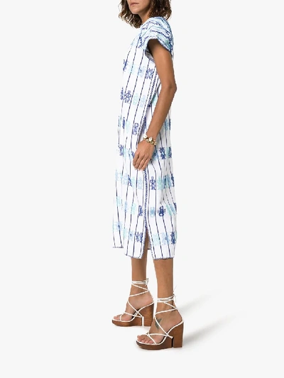 Pippa Holt Embroidered Kaftan Midi-dress In Blue