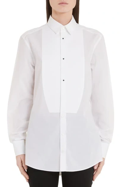 Shop Dolce & Gabbana Contrast Bib Menswear Shirt In White