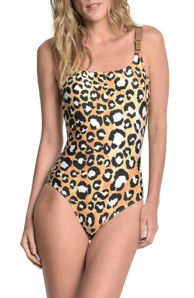 Shop Lenny Niemeyer Leopard Print One-piece Swimsuit In Jaguar