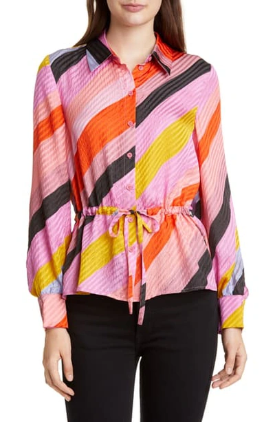 Shop Stine Goya Faith Tie Waist Silk Shirt In Parallels