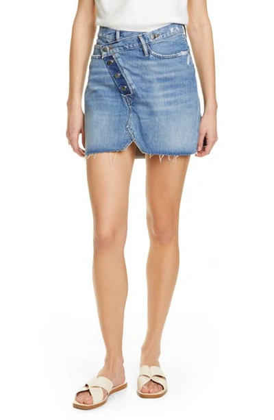 Shop Frame Overlap Waist Denim Miniskirt In Ophelia