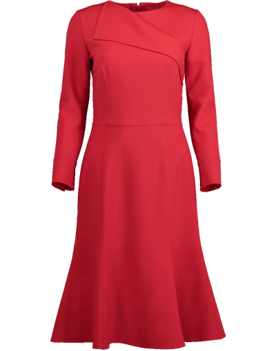 Shop Oscar De La Renta Double-face Stretch-wool Dress In Ruby
