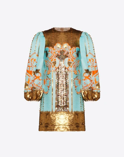 Shop Valentino Embellished Chiffon Dress In Multicolored