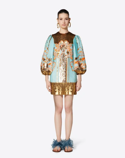 Shop Valentino Embellished Chiffon Dress In Multicolored