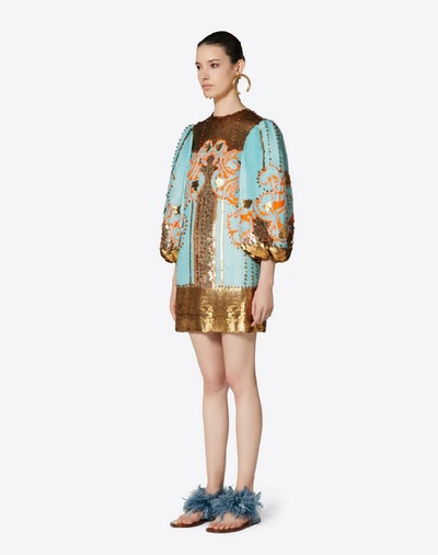 Shop Valentino Embellished Chiffon Dress In Multicolored