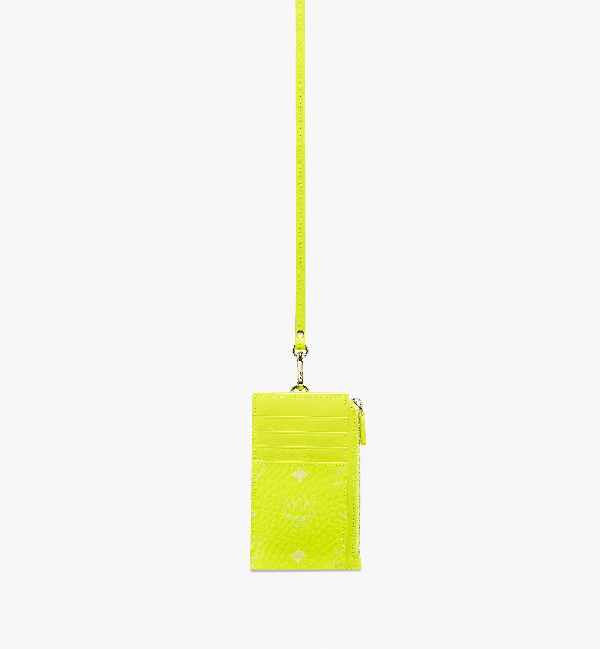 Mcm Lanyard Card Holder In Visetos In Neon Yellow ModeSens