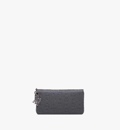 Shop Mcm Klara Zip Around Wallet In Monogram Leather In Charcoal