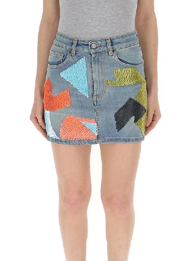 Shop Amen Embellished Patchwork Mini Skirt In Multi