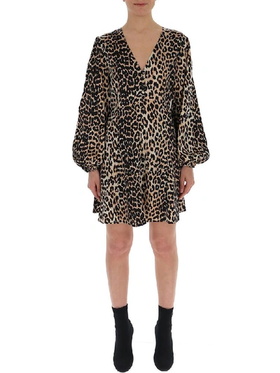 Shop Ganni Leopard Print Blakely Dress In Multi