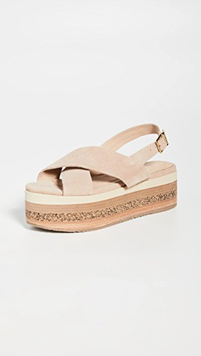 Shop Kaanas Bondi Wedge Platform Sandals In Oatmeal