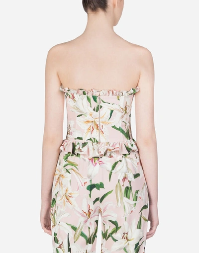 Shop Dolce & Gabbana Lily-print Cady Bustier In Pink