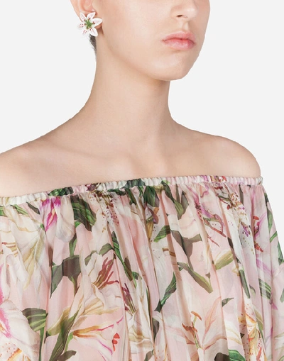 Shop Dolce & Gabbana Lily-print Chiffon Blouse In Pink