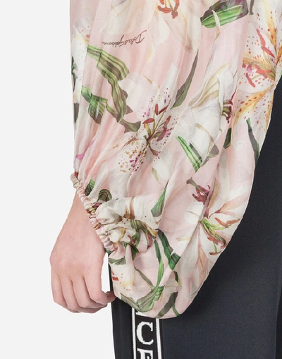 Shop Dolce & Gabbana Lily-print Chiffon Blouse In Pink