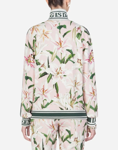 Shop Dolce & Gabbana Lily-print Cady Sweatshirt In Pink