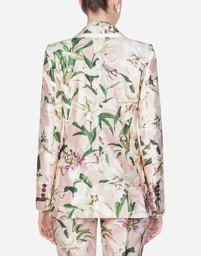 Shop Dolce & Gabbana Lily-print Shantung Blazer In Pink