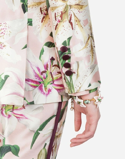 Shop Dolce & Gabbana Lily-print Shantung Blazer In Pink