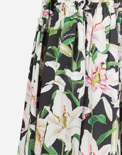 Shop Dolce & Gabbana Long Lily-print Poplin Skirt In Floral Print