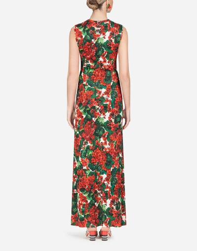 Shop Dolce & Gabbana Long Portofino-print Viscose Dress In Floral Print