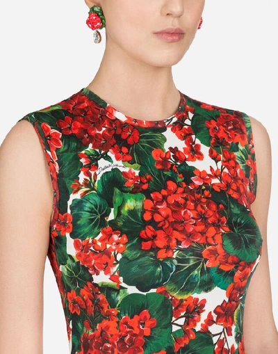 Shop Dolce & Gabbana Long Portofino-print Viscose Dress In Floral Print
