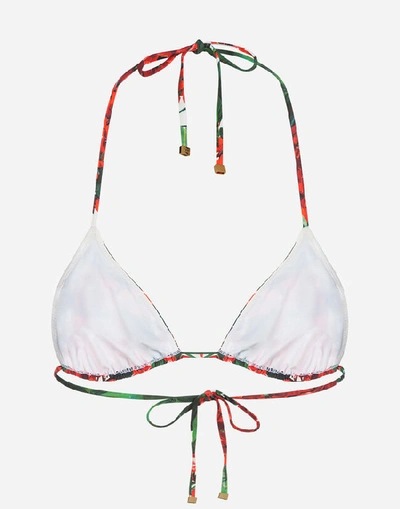 Shop Dolce & Gabbana Portofino-print Triangle Bikini Top In Floral Print