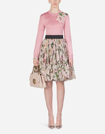 Shop Dolce & Gabbana Silk Sweater With Embroidery In Pink