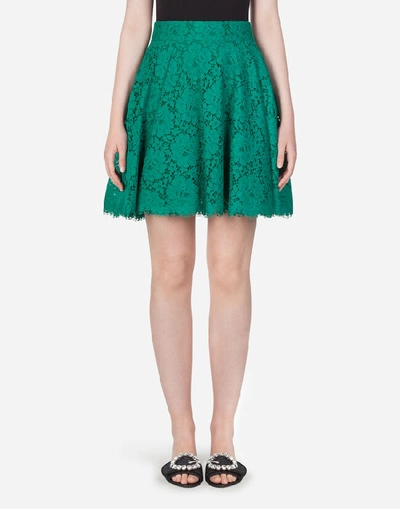 Shop Dolce & Gabbana Short Cordonetto Lace Skirt In Green