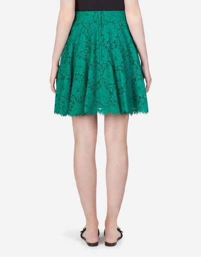 Shop Dolce & Gabbana Short Cordonetto Lace Skirt In Green