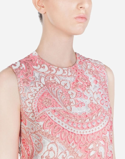 Shop Dolce & Gabbana Sleeveless Short Lamé Jacquard Dress In Pink