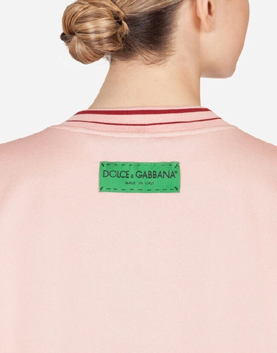 Shop Dolce & Gabbana Short-sleeved Jersey Sweatshirt With Print In Pink