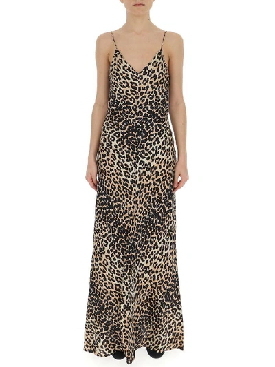 Shop Ganni Leopard Print Slip Dress In Multi