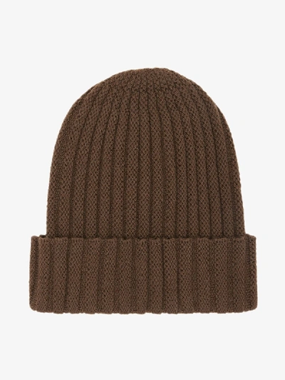 Shop Burberry Gerippte Beanie In Brown