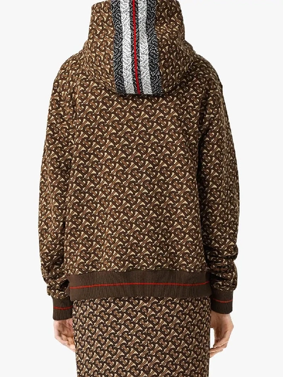 Shop Burberry Poulter Monogram Print Cotton Hoodie In Brown