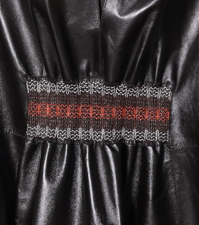 Shop Loewe Leather Midi Dress In Black