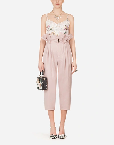 Shop Dolce & Gabbana High-waisted Gabardine Pants In Pink